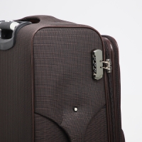 Чемодан большой 95 л (L), отдел на молнии, с расширением, кодовый замок, 4 колеса, 2 наружных кармана, цвет коричневый