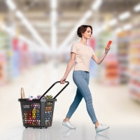 Корзина-тележка пластиковая 80 л, с 1 пластиковой ручкой, цвет чёрный Корзина-тележка пластиковая 80 л, с 1 пластиковой ручкой, цвет чёрный