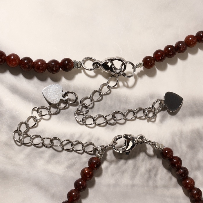 Набор 2 предмета: бусы, браслет шар №3 &laquo;Гранат&raquo;