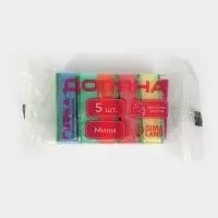 Губка для посуды с чистящим слоем Доляна &laquo;Эконом&raquo;, 7.5&times;4.5&times;2.5 см, 5 шт., мини