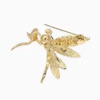 Брошь "Стрекоза" искристая, цвет сине-голубой в золоте