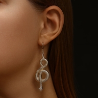 Новый год! Символ года 2025! Серьги металл &laquo;Змея&raquo; восемь, цвет белый в золоте