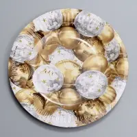 Тарелка одноразовая бумажная &laquo;Золотые шары&raquo;, 18 см