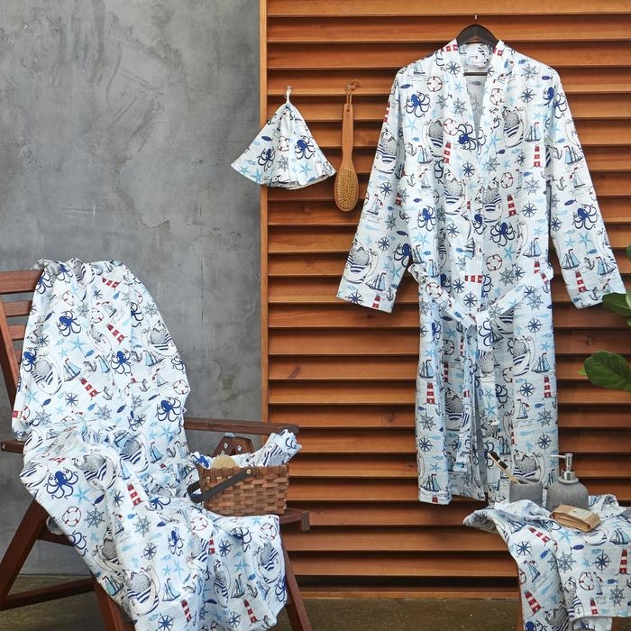 Халат мужской Этель Халат мужской Этель "Капитан" рукав 3/4, размер 58-60, вафля 200г/м2, 100% хлопок