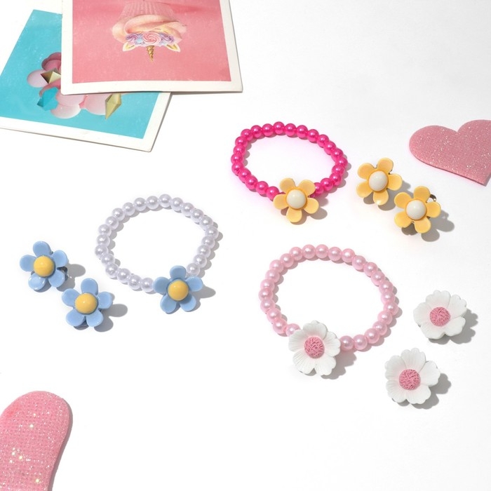 Набор детский &laquo;Выбражулька&raquo; 2 предмета: клипсы, браслет, лютики, цвет МИКС