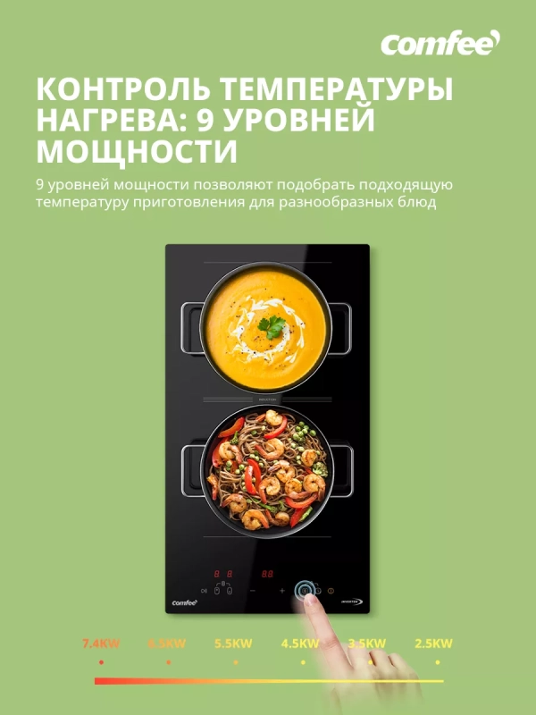 Индукционная варочная панель CIH311, 2 конфорки, зона flex