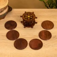 Подставка под горячее "Штурвал" (набор 6 шт), 12х11,5х6,8 см,  дерево шишам