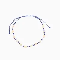 Браслет на ногу, анклет, длина 20 см, белый, синий