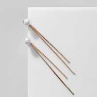 Серьги с жемчугом &laquo;Цепочки&raquo; бусина, цвет белый в золоте