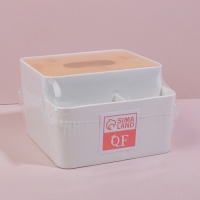 Органайзер для хранения &laquo;BAMBOO&raquo;, с крышкой, 3 секции, 16 &times; 15 &times; 10 см, цвет белый/коричневый