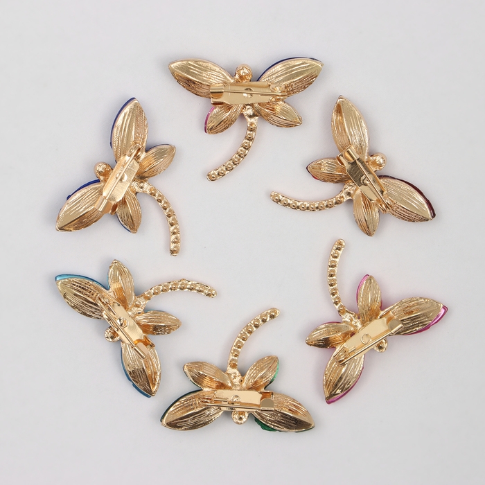 Брошь &laquo;Стрекозка&raquo;, цвет МИКС в золоте (неделимая фасовка 12 шт., цена за шт.)