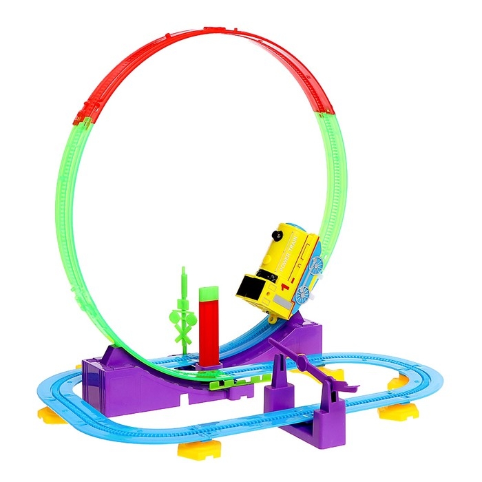 Автотрек детский &laquo;Мой город&raquo;, работает от батареек, 32 детали, цвет поезда жёлтый