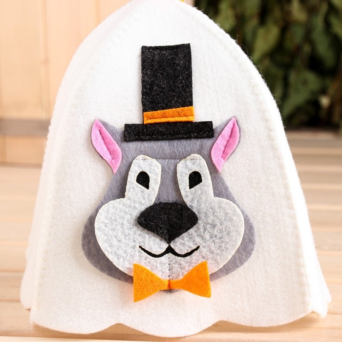 Шапка для бани с аппликацией Шапка для бани с аппликацией "сэр Волк"