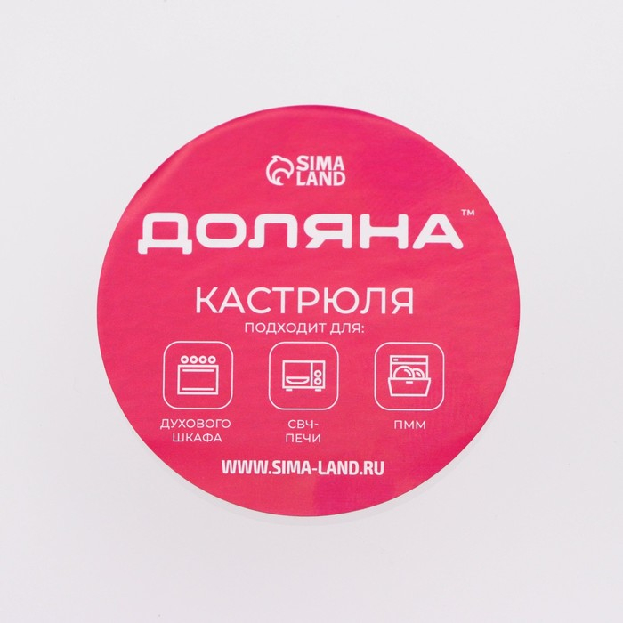 Кастрюля из жаропрочного стекла для запекания Доляна &laquo;Утятница&raquo;, 2,9 л, 24,5&times;20,5&times;13,5 см, с крышкой