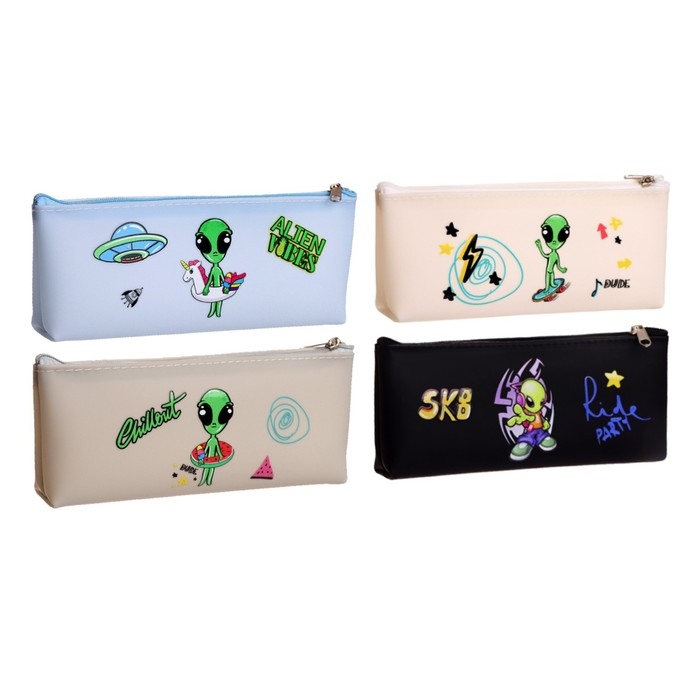 Пенал школьный на молнии "Инопланетянин", МИКС