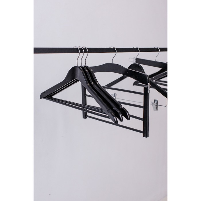 Плечики - вешалки для одежды LaDо́m Bois, 3 шт, с перекладиной, широкие плечики, деревянные сорт А, 44,5&times;1,2&times;23 см