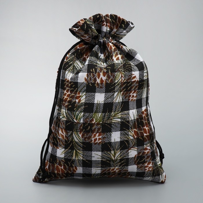 Мешочек подарочный холща &laquo;Новогодняя клетка&raquo;, 16 х 24 см +/- 1.5 см, Новый год