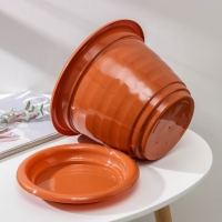 Горшок для цветов с поддоном &laquo;Виола&raquo;, 5 л, пластиковый, коричневый