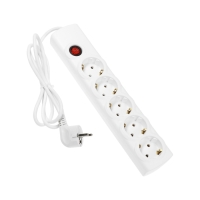 Сетевой фильтр Luazon Lighting, 5 розеток, 1.5 м, 3500 Вт, 3х1 мм2, 16 A, 220 В, c предохранителем, белый