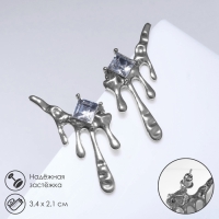 Серьги со стразами «Таяние» ромб, цвет белый в серебре Серьги со стразами «Таяние» ромб, цвет белый в серебре