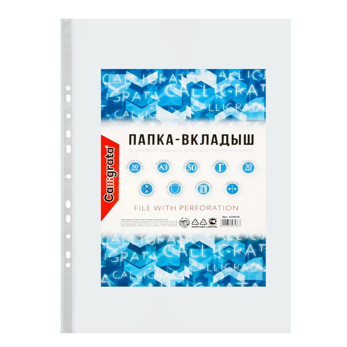 Файл-вкладыш А3, 30 мкм, Calligrata, глянцевый, вертикальный, 50 штук Файл-вкладыш А3, 30 мкм, Calligrata, глянцевый, вертикальный, 50 штук
