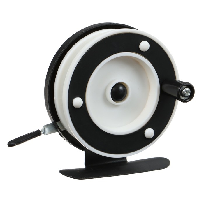 Катушка инерционная, металл пластик, диаметр 6.3 см, цвет черный белый, 701A