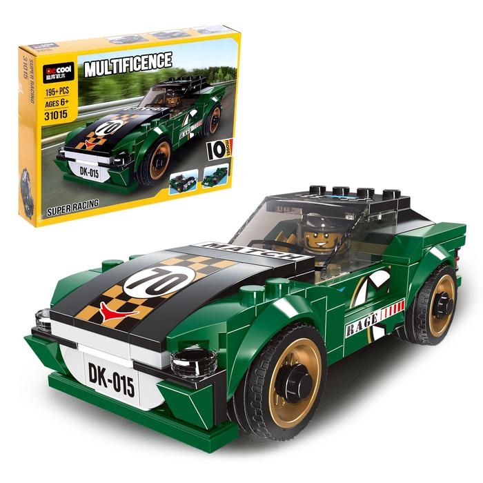 Конструктор блочный &laquo;Спорткар&raquo;,195 деталей, 10 вариантов сборки