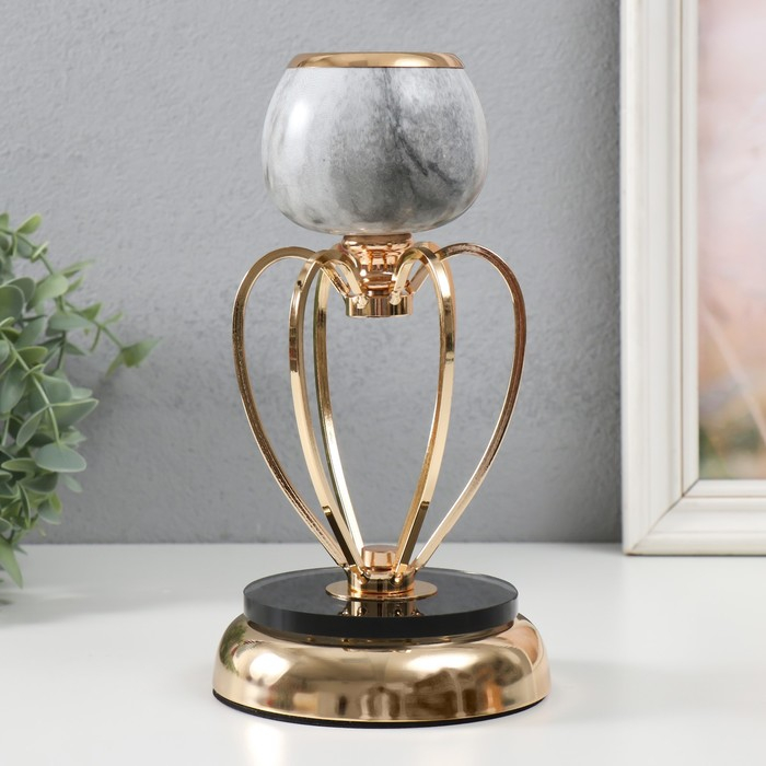 Подсвечник металл на 1 свечу Подсвечник металл на 1 свечу "Тёмно-серый мрамор" МИКС золото 24х14х14 см