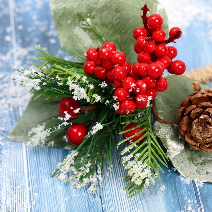 Декор Декор "Зимнее чудо" ягоды шишка хвоя в снегу, 20 см