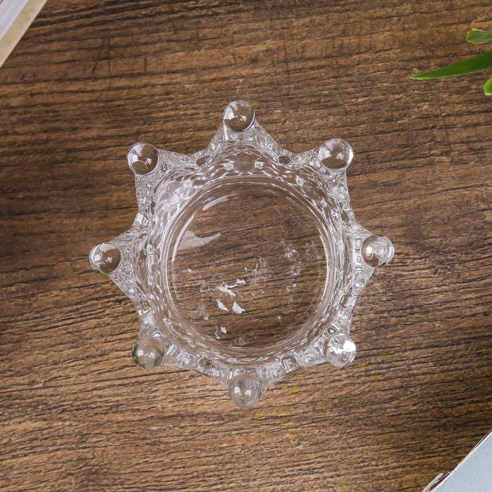 Подсвечник стекло на 1 свечу Подсвечник стекло на 1 свечу "Корона" прозрачный 5х7х7 см