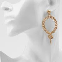 Новый год! Символ года 2025! Серьги металл &laquo;Змея&raquo; плетение, цепь, цвет золото