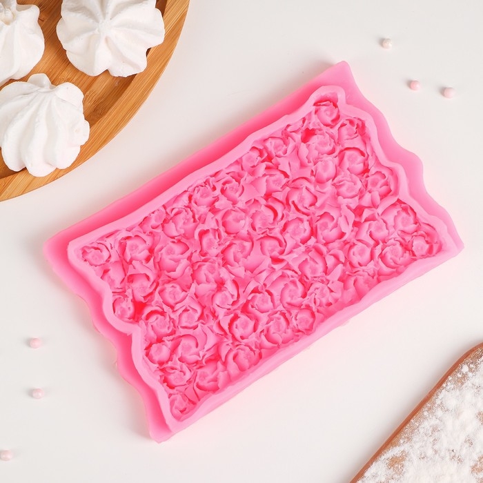Молд &laquo;Ковер из роз&raquo;, силикон, 17,5&times;10,7&times;2,3 см, цвет розовый