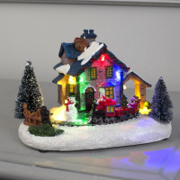 Светодиодная фигура &laquo;Рождественский поезд&raquo; 17 &times; 12 &times; 9 см, полистоун, батарейки АААх2 (не в комплекте), свечение тёплое белое