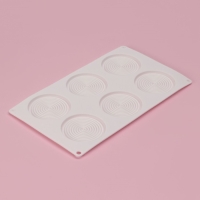 Форма для муссовых десертов и выпечки Доляна &laquo;Гипноз&raquo;, силикон, 30&times;17,5&times;0,5 см, 6 ячеек (d=7,7 см), цвет белый