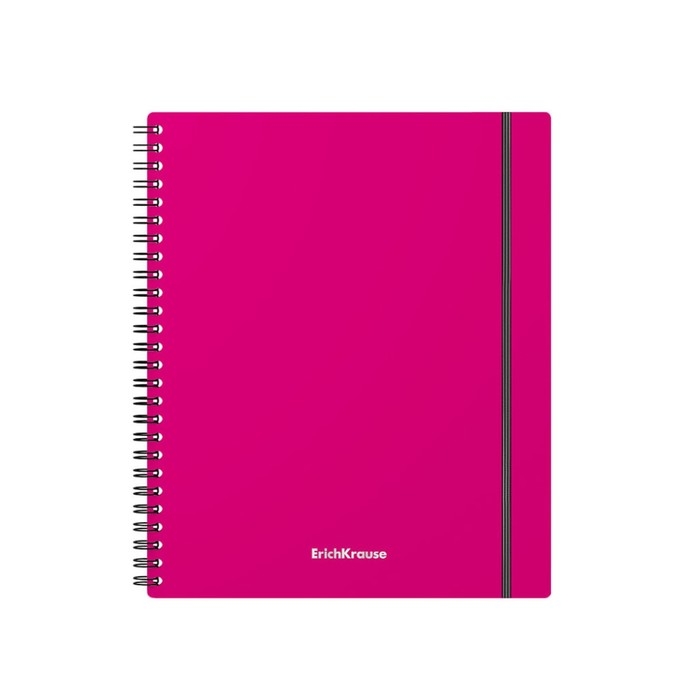 Тетрадь на спирали, 80 листов в клетку, ErichKrause Neon, пластиковая обложка, на резинке, блок офсет 100% белизна, МИКС