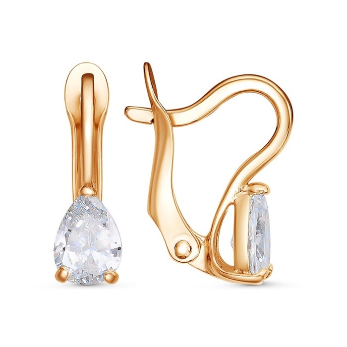 Серьги &laquo;Капля&raquo; малая, позолота, цвет белый