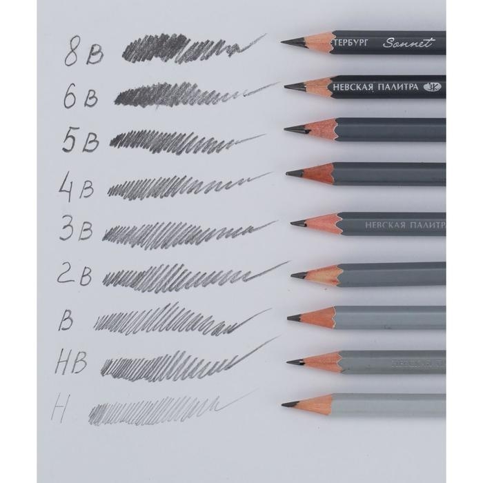 Набор карандашей чернографитных разной твёрдости ЗХК Набор карандашей чернографитных разной твёрдости ЗХК "Сонет", 12 штук, 8B-2H, 12941432
