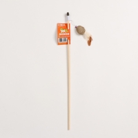 Дразнилка - удочка из эко-материалов "Шарик  с кошачьей мятой и перьями" на деревянной палочкой  915