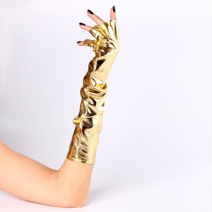 Перчатки женские без пальцев, цвет золото Перчатки женские без пальцев, цвет золото