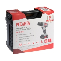 Дрель-шуруповерт "Ресанта" ДА-18-2ЛК, 18 Вт, 2х2 Ач, Li-Ion, 50 Нм, 400/1400 об/мин