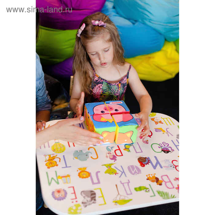 Мягкие кубики &laquo;Зверята&raquo;, 4 шт, 8 х 8 см, по методике Монтессори