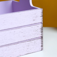 Кашпо деревянное 25.5&times;15&times;30 см "Прованс", ручка канат, сиреневый