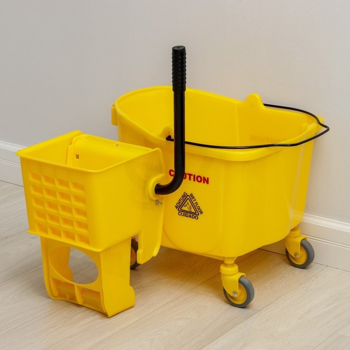 Тележка уборочная с механическим отжимом, 36 л, цвет жёлтый Тележка уборочная с механическим отжимом, 36 л, цвет жёлтый