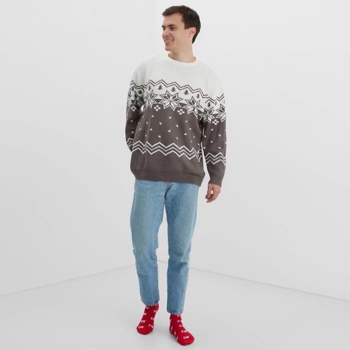 Новый год. Джемпер вязаный KAFTAN Scandinavia размер 56, серый Новый год. Джемпер вязаный KAFTAN Scandinavia размер 56, серый