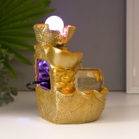 Фонтан настольный от сети, подсветка "Листья и слитки золота" золото 21х15х12 см Фонтан настольный от сети, подсветка "Листья и слитки золота" золото 21х15х12 см