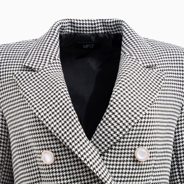 Пиджак женский двубортный MIST р. 50, чёрный/белый Пиджак женский двубортный MIST р. 50, чёрный/белый