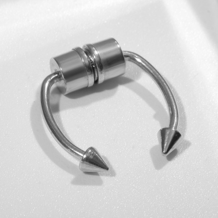 Пирсинг в нос (фейк для септума) со сменными насадками, на магните, цвет МИКС в серебре