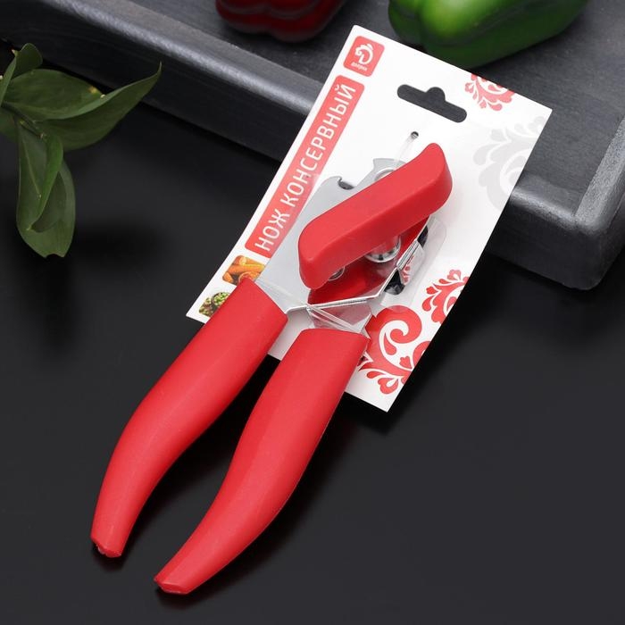 Нож консервный Доляна «Волна», 20 см, цвет красный Нож консервный Доляна «Волна», 20 см, цвет красный