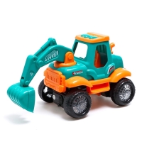 Трактор &laquo;Стройка&raquo;, подвижные детали, свет и звук, работает от батареек, цвет бирюзовый