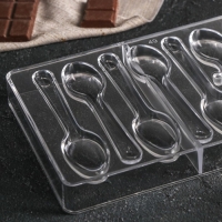 Форма для шоколада KONFINETTA &laquo;Ложки&raquo;, 27,5&times;13,5 см, 10 ячеек 11,5&times;2,7 см, цвет прозрачный